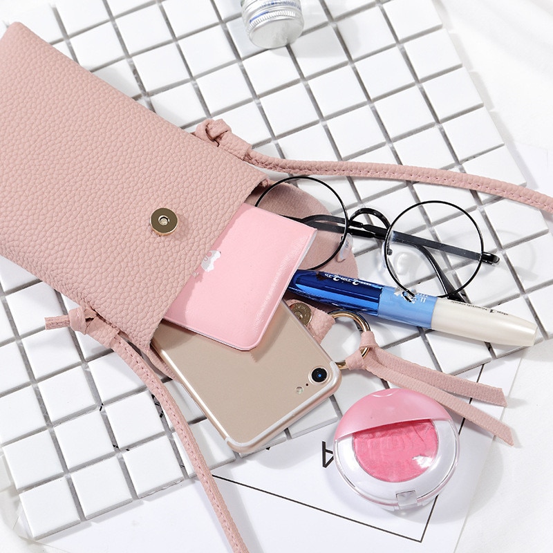 XZXBBAG Women PU Leather Messenger Bags Mini Cell Phone Pocket Cellphone Pouch Students Crossbody Case Girl Small Shoulder Bags