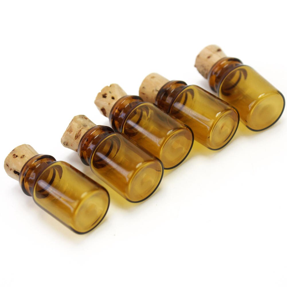 10 stuks mini bruine lege glazen flessen, wensflesjes, berichtenflesjes, potjes met kurk, knutsel- en sieradendoosjes