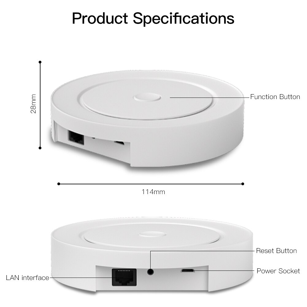Moes Multi-mode Smart Gateway ZigBee WiFi Bluetooth Mesh Wired Hub Work with Tuya Smart App Voice Control via Alexa Google Home