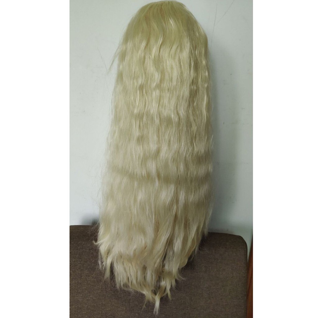 Peluca de pelo rizado negro para mujer, largo sintético Afro, División Midd, fibra resistente al calor, Media peluca atada a mano # g30: Gold