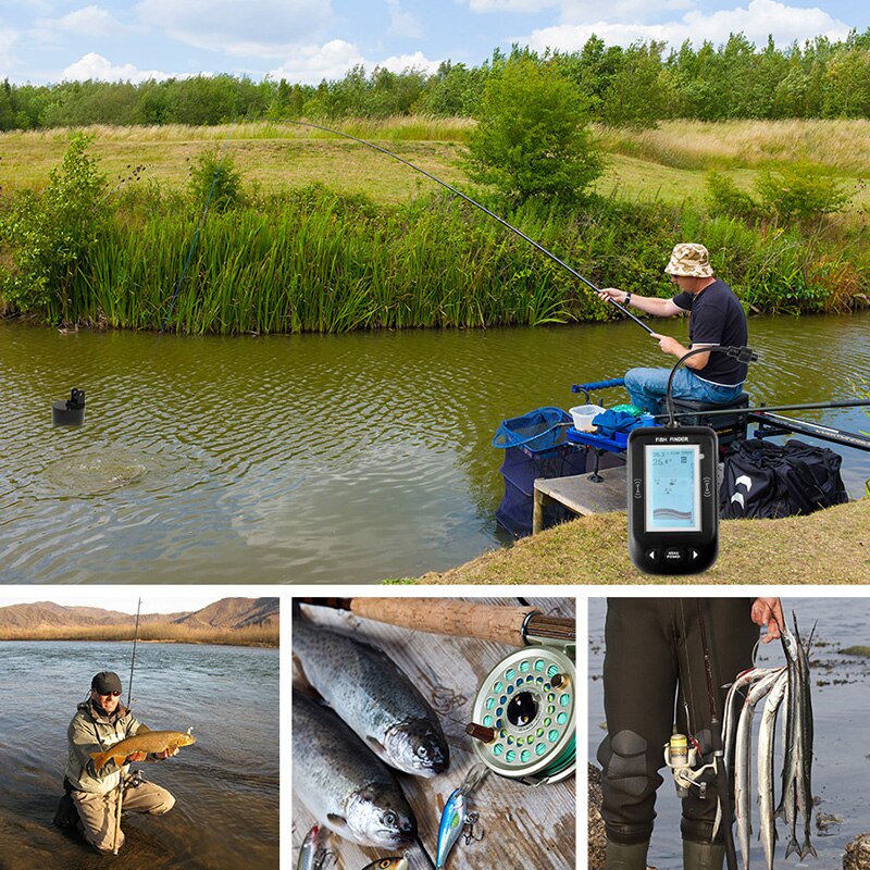 Erchang XF02 Ice Fishing Portable Fish Finder Sonar Echo Sounder 100M Alarm Fishing Fishfinder Transducer