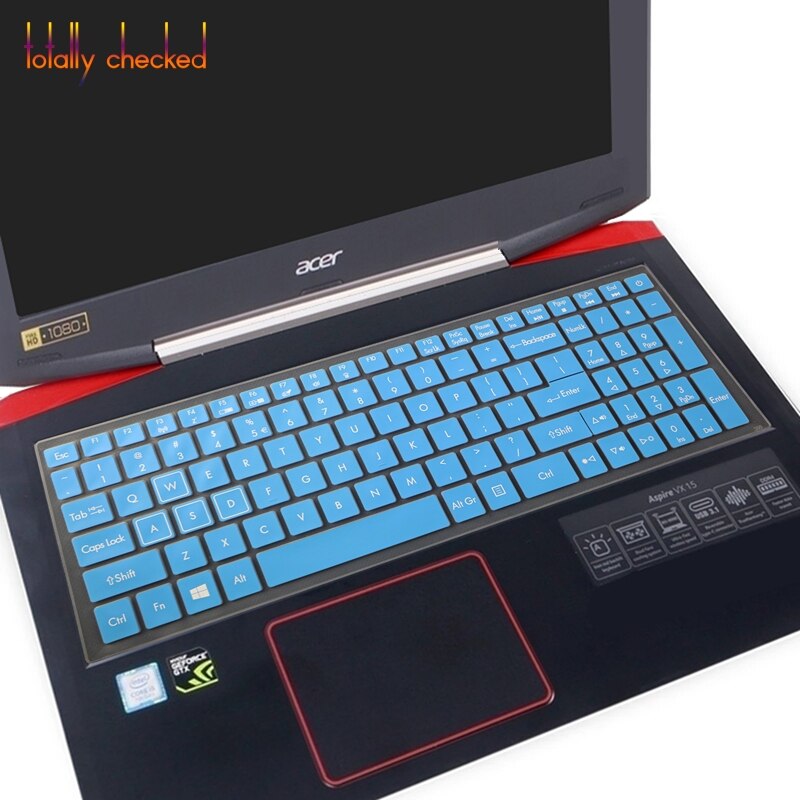 Laptop keyboard cover hudbeskytter til acer predator helios 300 ph315-52 vx15 an515-42 an515-51 an515-52 an515 15.6 inch: Blå