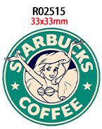 Popular Coffee Brand 30pcs/lot Acrylic Resins Cartoon Pattern Planar Resin Printed for DIY Decoration: R02515
