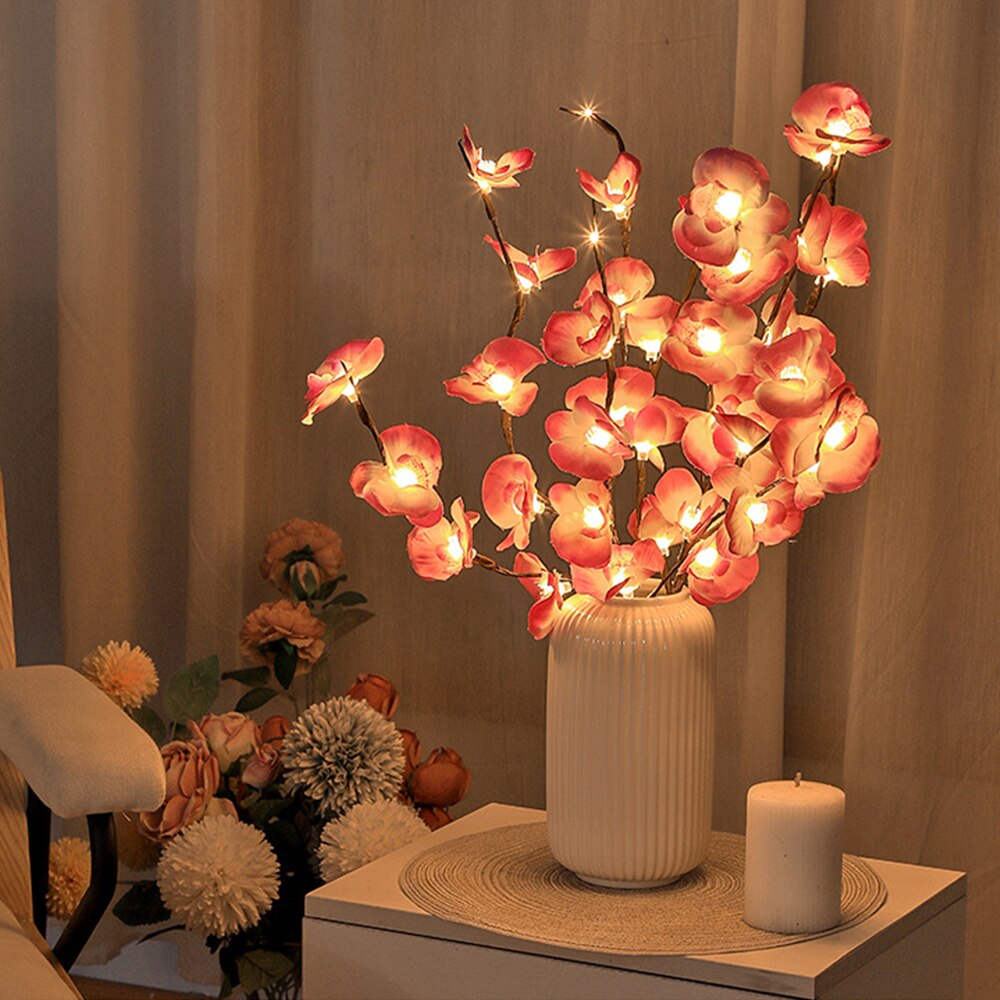 73cm 20 leds diy orkidé gren ljus vas vide kvist blomma gren lampor till jul vardagsrum fe dekorativa