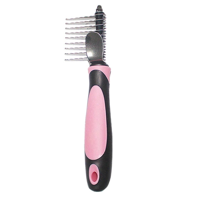 Ontharing Kam Voor Honden Kat Vergieten Grooming Brush Tool Voor Matted Lang Haar Krullend Hond Haar Open Knoop kam: Roze