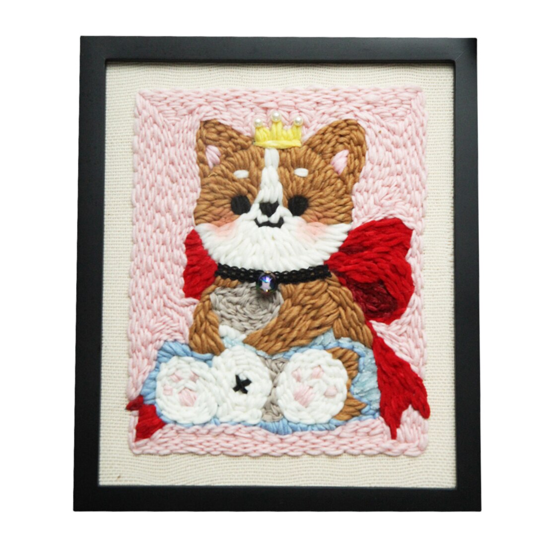 Bricolage tricot laine tapis Kit d'accrochage artisanat laine broderie avec 25x30cm cadre en bois: 4