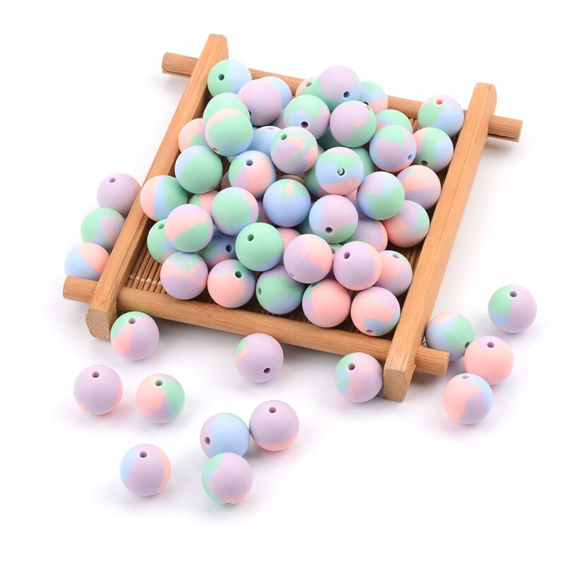 100 stücke Silikon Perlen BPA FREI binden Farbstoff Bunte Hexagon 14mm & 17mm Baby Zahnen Perlen Runde geformt Spielzeug Lebensmittel Klasse DIY