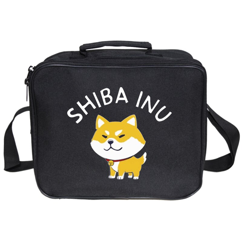 Shiba Inu Lunch Tas Geïsoleerde Koude Canvas Streep Picknick Carry Case Thermische Draagbare Lunch Box Loncheras Escolares Infantiles