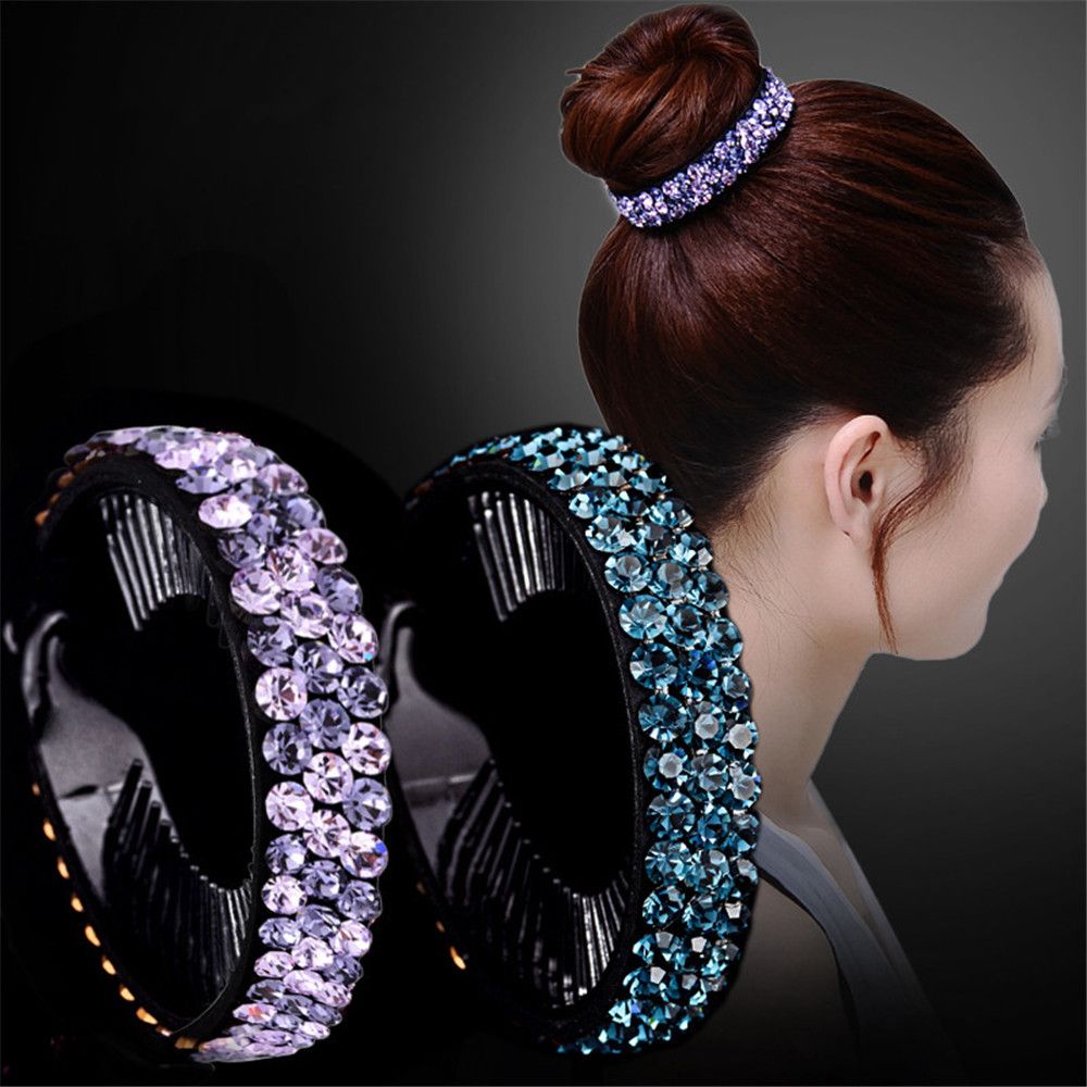 Horquilla para hacer moños para mujer y niña, Clip giratorio de Nido de Pájaro, horquillas de diamantes de imitación, pinzas para el cabello de flores, garra de cristal para el cabello