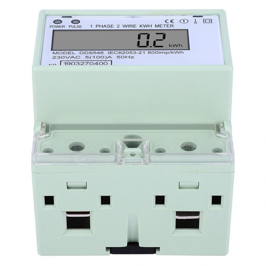 Enkele Fase KWH Meter 5-100A 230VAC Energiemeter DIN Rail Digitale LCD Elektrische Stroomverbruik Meter