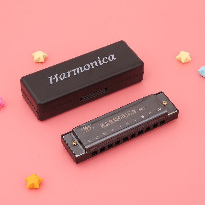 Harmonica Key of C Standard Diatonic 10 Hole Puzzle Musical Instrument Diatonic Harp For Beginner Students Kids: Black
