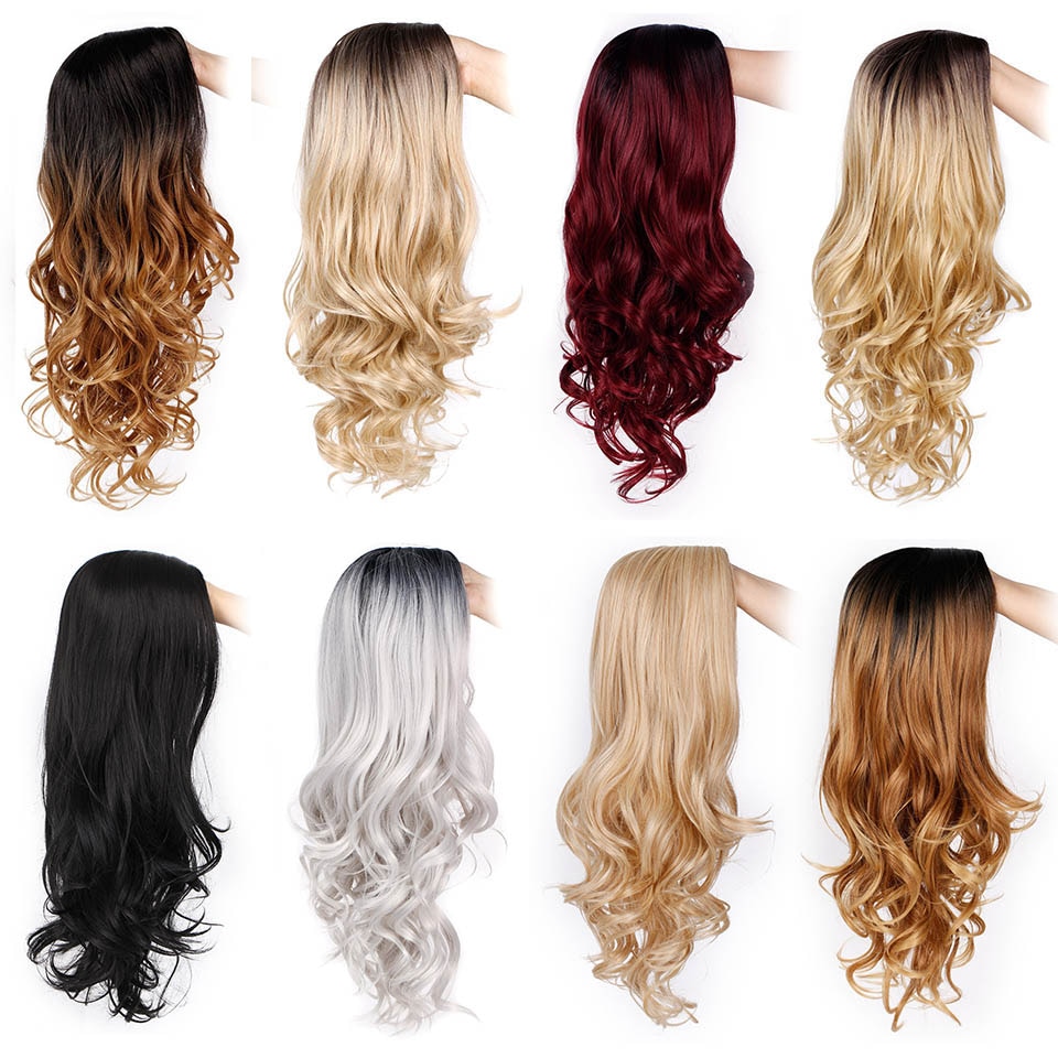I's a wig Ombre Brown Wig Long Wavy Synthetic Wigs for Women Blonde Gray White Black Red Wig Glueless Hair can be Cosplay