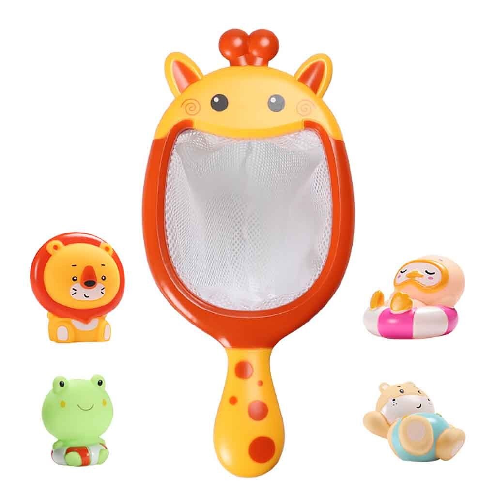 Bath Toys Baby Bathing Floating Soft Rubber Animals Water Tub Toy Squirts Spoon-Net 1 Set Cute Children Bathroom Water Toys