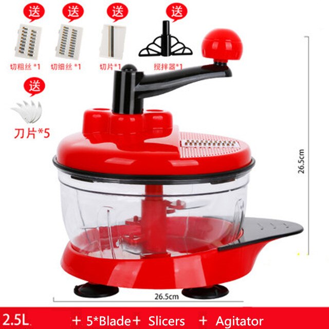 2.5L Manual Meat Processor Mixer Stainless Steel Meat Cutter Multifunctional Hand Carrot Vegetable Grater Dicer Tools: 6