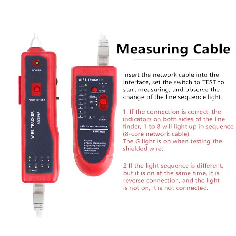 Wire Tester Tracker Diagnose Tone Finder RJ11 RJ45 Cat5 Cat6 Telephone Wire Cable Tester Toner Tracer Inder Detector Networking