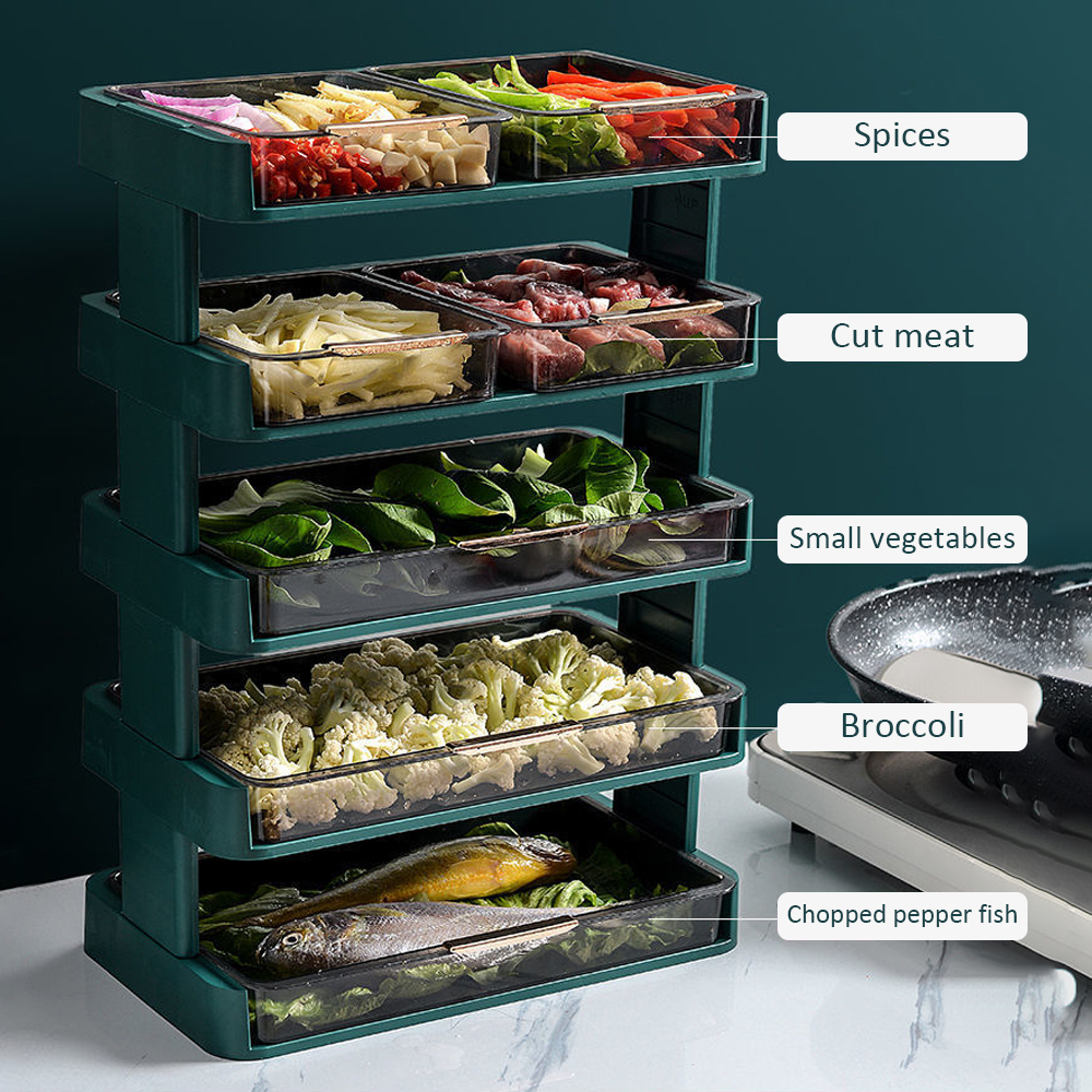 Kitchen Food Tray Cooking Plates 3/4 Layer Multi-Function Family Gathering Preparation Plat Transpar Pot Side Dish Rack