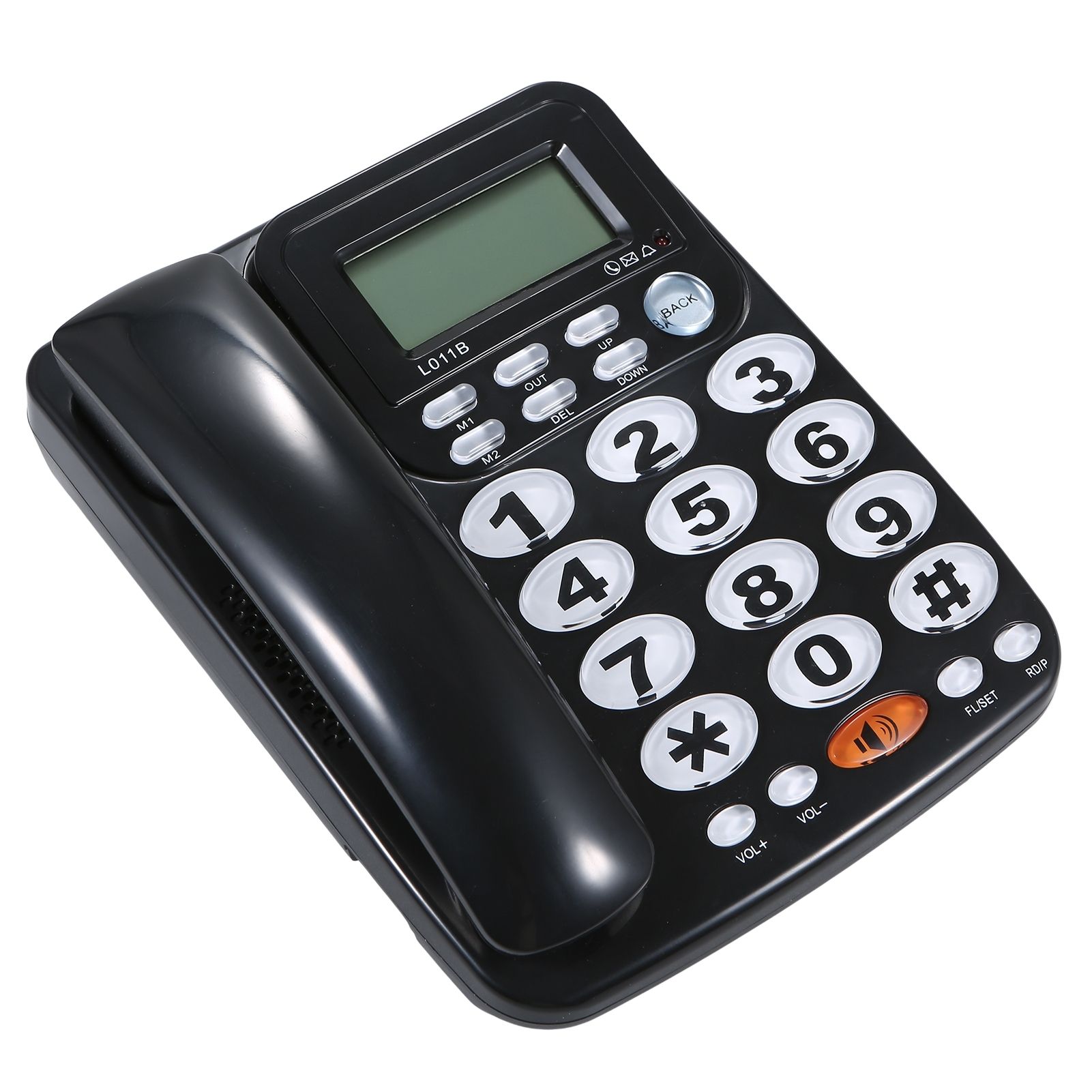 Desktop Wired Landline Telephone with Large Buttons Hands-free Calls Adjustable Screen Brightness Black(US Telephone Line)