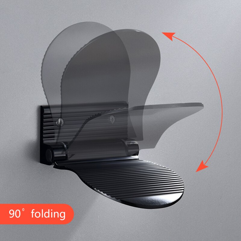 Foldable Bathroom foot pedals Shower Footstool Space Aluminium Black/Silver Wall Mounted Shower Foot Rest Pedestal Hardware