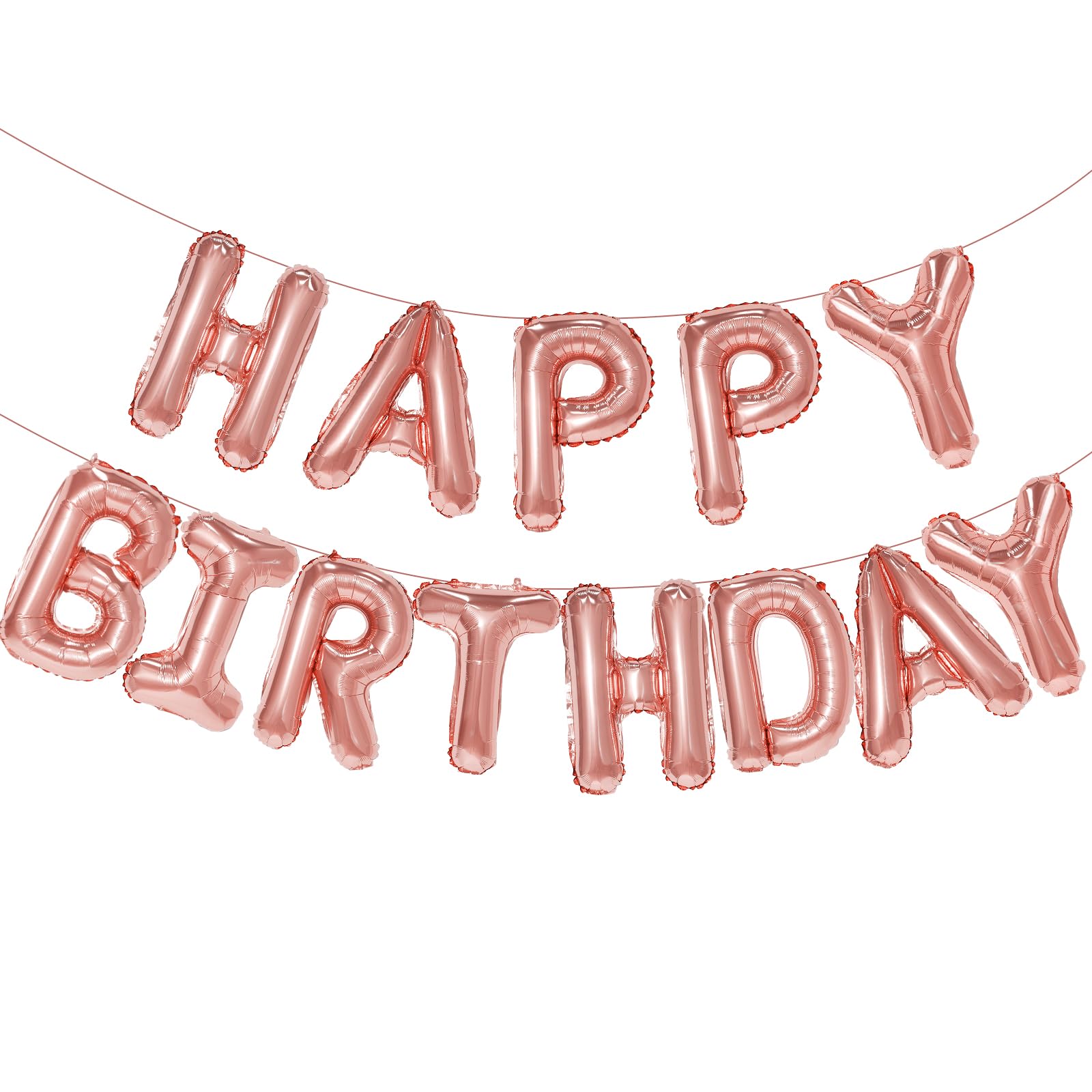 Gullblå bursdagsballong 16 cm foliebokstaver bursdagsskilt banner med bursdagsmotiv til jenter takrenne låve voksne bursdagsdekorasjon: Rosenrød