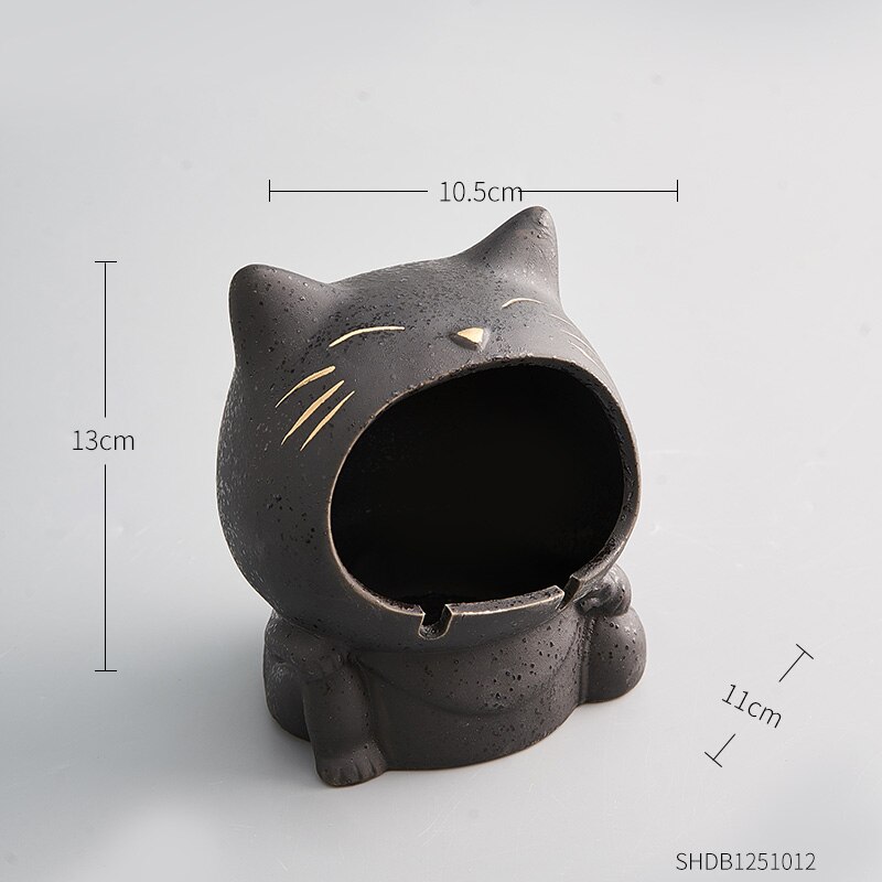 Keramische asbak diermodel knutselen moderne woonaccessoires draagbare asbak voor vriendje grappige asbak: Cat-c