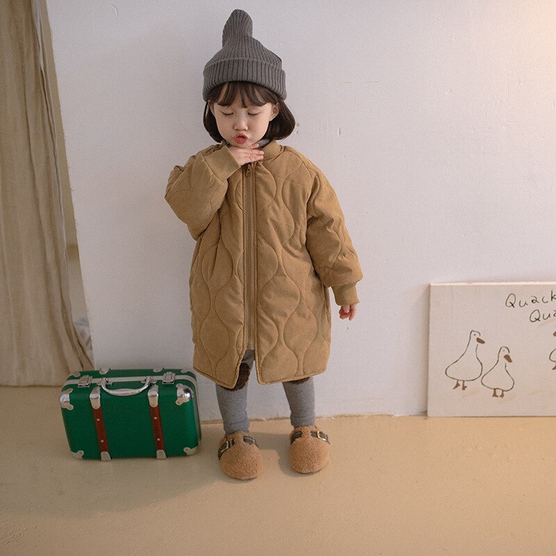 Parkas largas informales para niños y niñas, abrigo grueso y cálido, ropa de abrigo, dos colores, invierno, 90-130 Cm