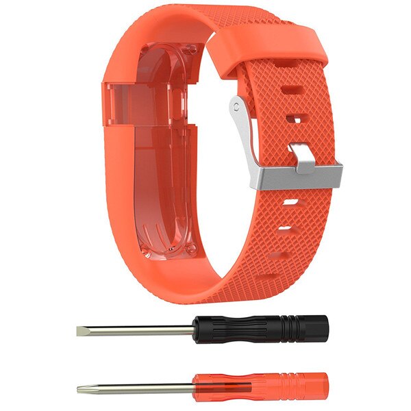 For Fitbit Charge HR Replacement Watch Strap Silicone Watchband for Fitbit Charge HR Activity Tracker Metal Buckle Wrist Band: Orange / S