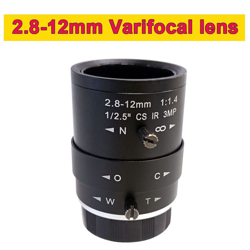3MP HD CCTV Camera Lens 2.8-12mm Varifocal HD Megapixel Fixed Iris Security Camera Lens Manual Zoom &amp; Focus CS Mount