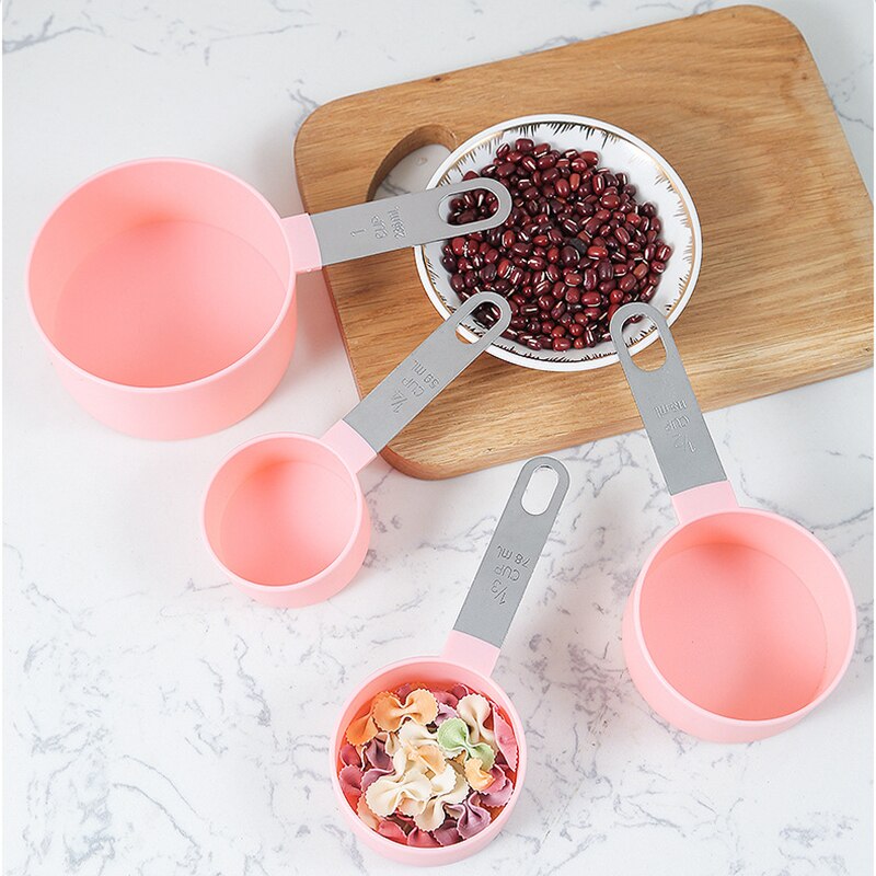 4Pcs/8Pcs Measuring Cup and Spoon Multipurpose Spoon Cup Measuring Tool Baking Accessories Stainless Steel Handle Kitchen Gadget