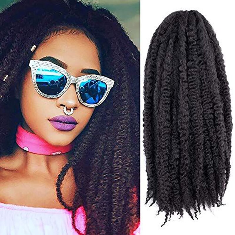 18 Inch Marley Braids Twist Crochet Braiding Hair Burgundy Synthetic Afro Kinky Curly Marley Braids Hair Extensions
