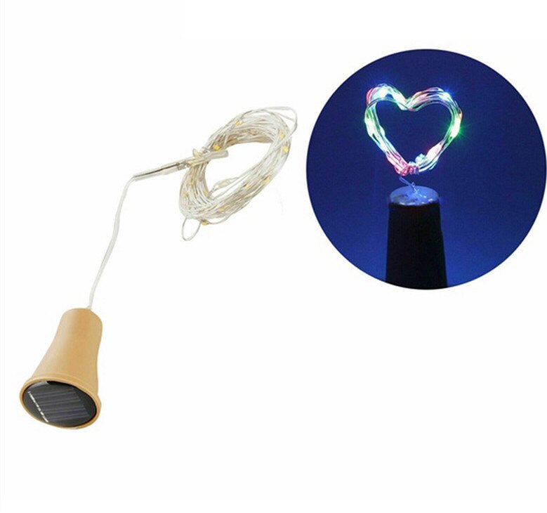 Zonne-energie aangedreven wijnfles kurk festival buitenverlichting slingerverlichting buitenverlichting 1m/2m- vormige led koperdraad string: Veelkleurig / 1m 10 geleid