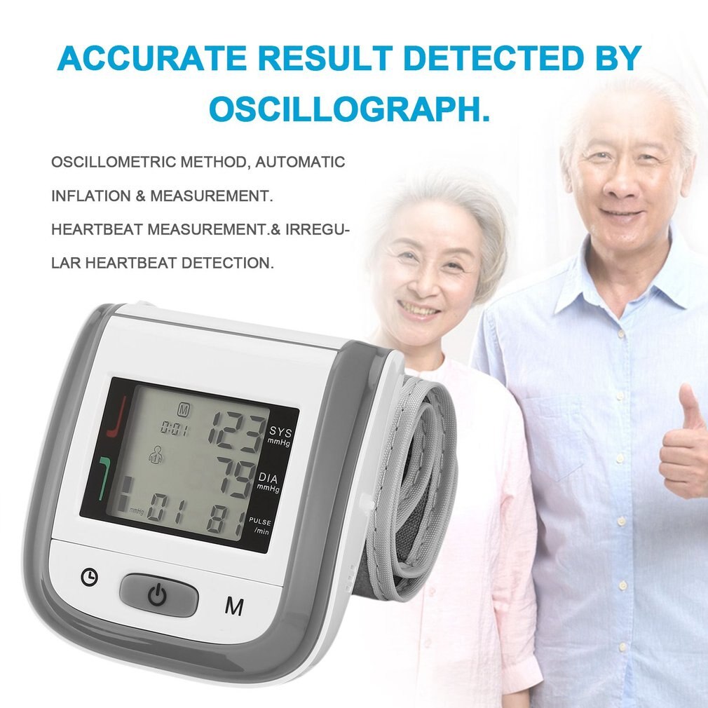 Automatic Wrist Monitor Large LCD Display Digital Sphygmomanometer Monitor Meter Tools