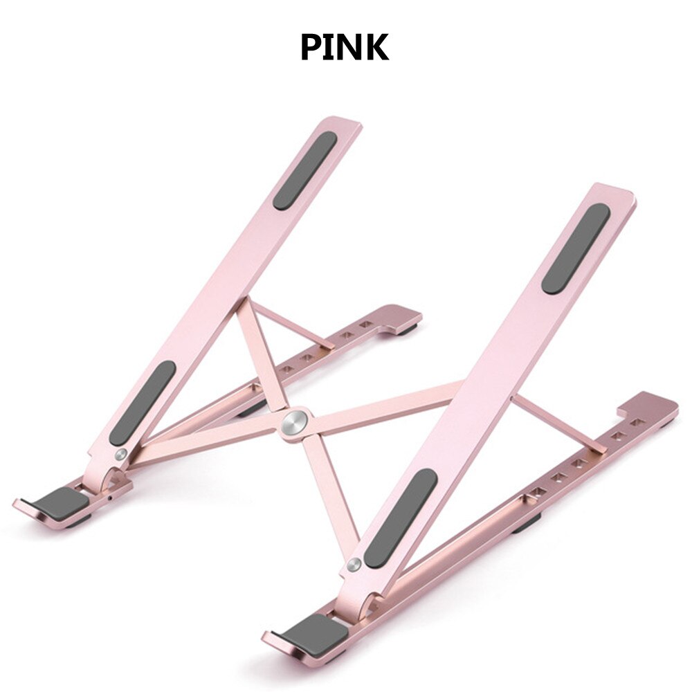 Foldable Laptop Tablet Stand Universal Lightweight Adjustable Aluminum Laptop Computer Stand Support For ALL 10”-15.6” Devices: Pink