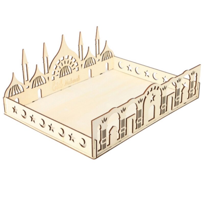 En bois Eid moubarak fête Ramadan fête Service alimentaire vaisselle Dessert pâtisserie plateau présentoir décoration: A2