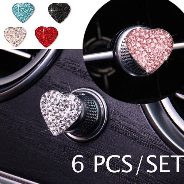 Pegatinas de para coche, 6 uds., cristales, diamantes de imitación, arranque automático, llave de encendido, accesorios de Interior de coche