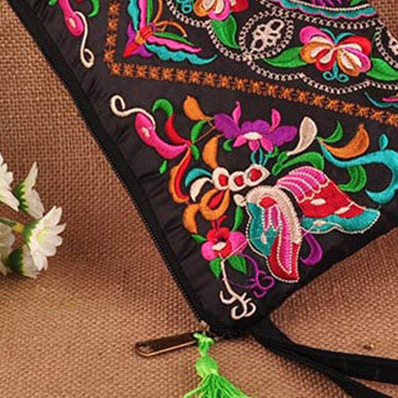 Vintage messenger håndtaske etnisk boho broderede blomstertasker skulderpung ser 88