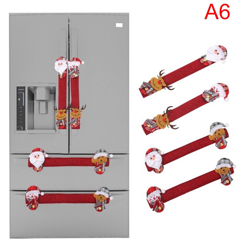 Tirador de nevera cubierta de Navidad manoplas para horno o microondas de nevera guantes refrigerador horno cubierta de protección de la decoración de la Navidad: F