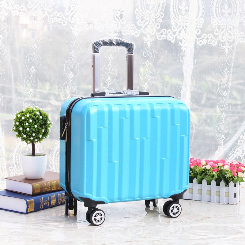 Mute Universele Wiel Kofferbak Mini Cabine Unisex Kleine Trolley Case Wachtwoord Koffer 18 Inches Trolley Abs Hars: Light blue