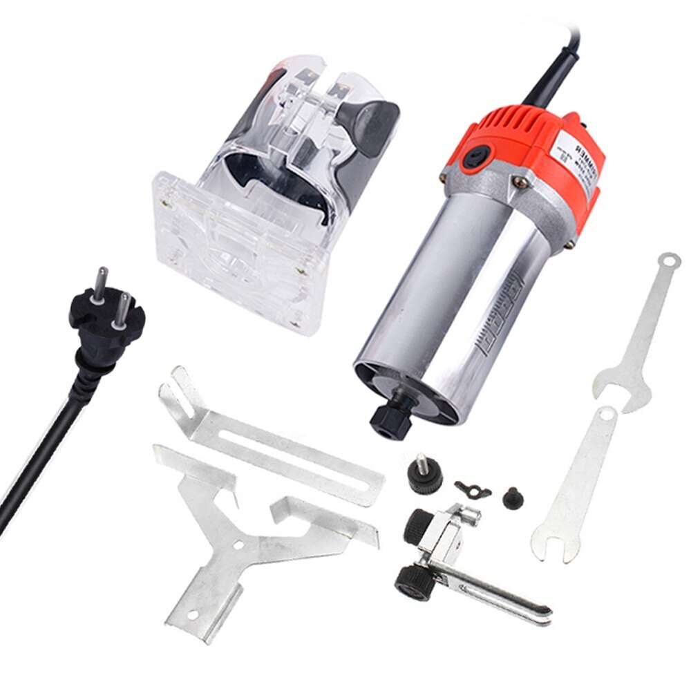 220V/110V Woodworking Electric Trimmer 30000rpm Wood Milling Engraving Slotting Trimming Machine Wood Router Slotting Trimming