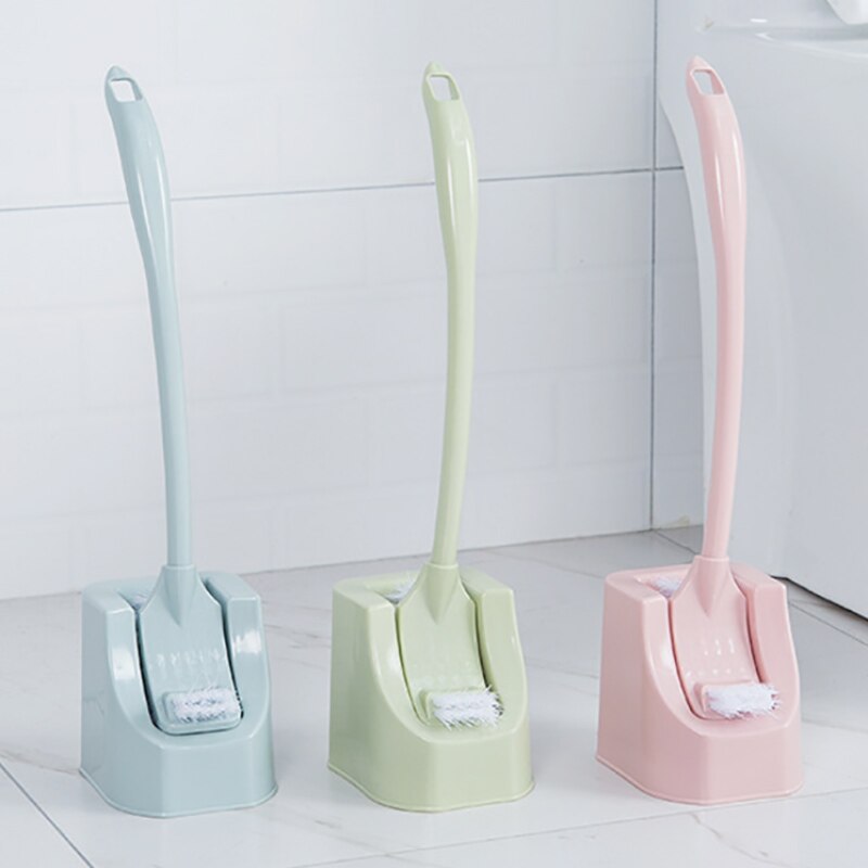Lavatory Brush Toilet Brush & Holder Set Portable Toilet Brush Long Handle Bathroom Scrub Double Sided Cleaning Brush