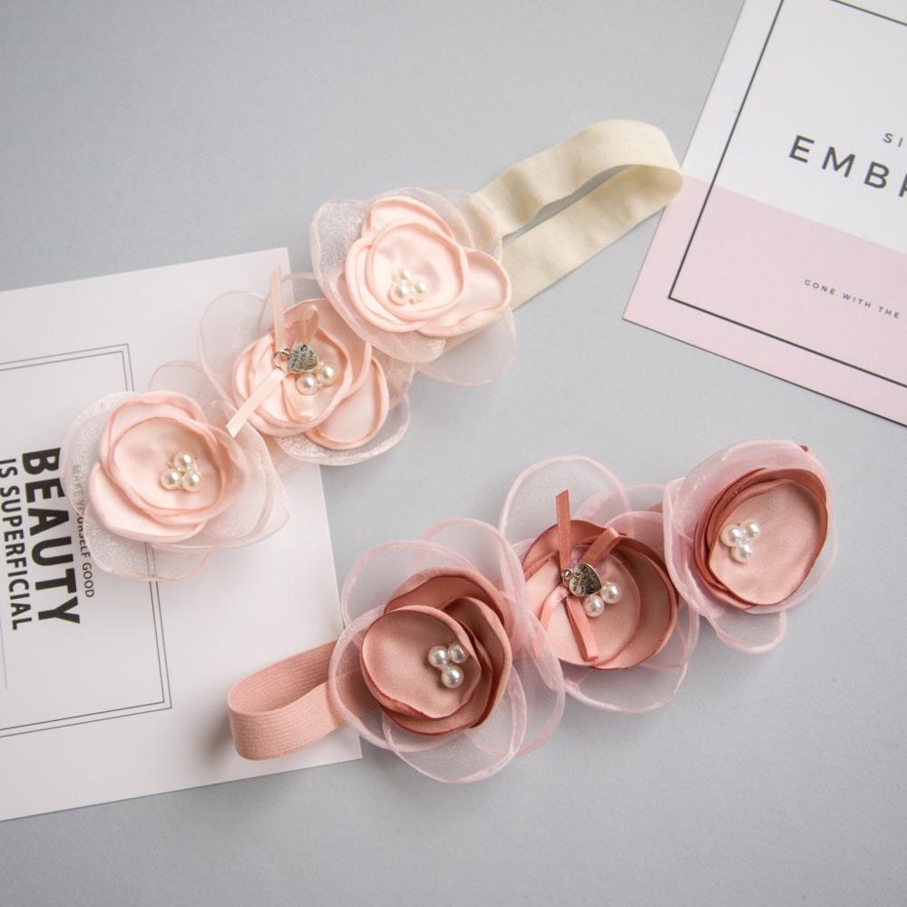 YUXIC Koreanische Stil Blume Baby Mädchen Stirnbänder Glitter Spitze Perlen Neugeborenen Geburtstag Party Stirnbänder Schöne Mädchen Headwear