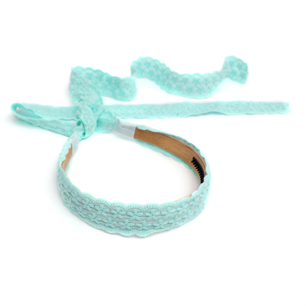 Cotton Eyelet Ribbon Hair Accessories Dressy headband bow clip For Girl: Brown