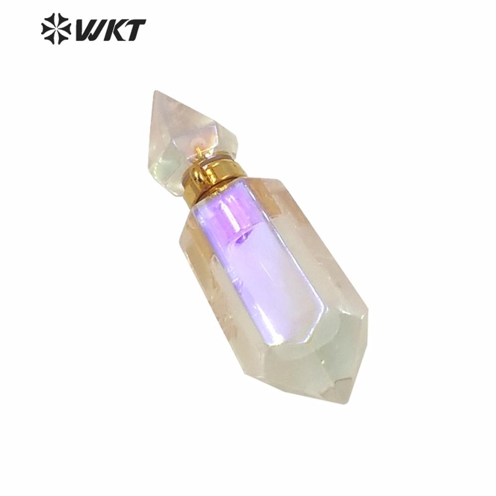 WT-P1591 Amazing lady enegy natural crystal quartz AURA perfume bottle pendant as for friends essencil oil pendant