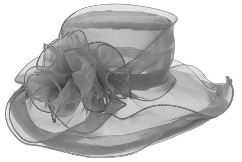 Lawliet Summer Hats for Women Organza Wide Brim Sun Hat Kentucky Derby Wedding Church Tea Party Floral Cap A002: Gray