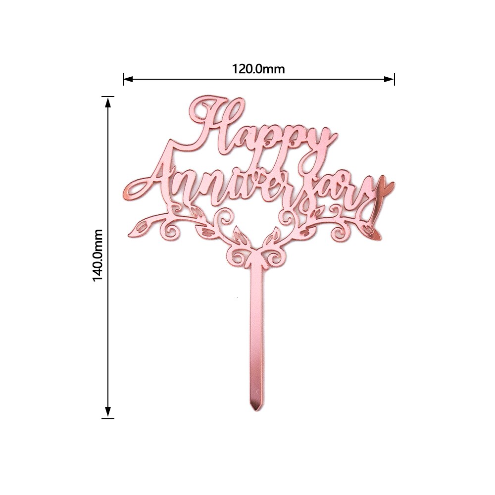 PACK of 10 PCS Happy Anniversary Cake Topper Acrylic Cake Decoration for Anniversary Celebration Gold / Rose Gold