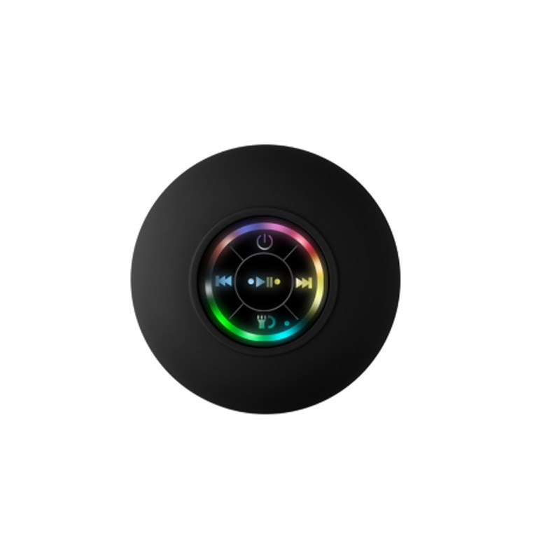 Mini-Bluetooth-Lautsprecher, wasserdicht, für Badezimmer, Audio-, kabellose Duschlautsprecher, RGB-Licht für Telefon, Soundbar, freihändiger Autolautsprecher: Schwarz