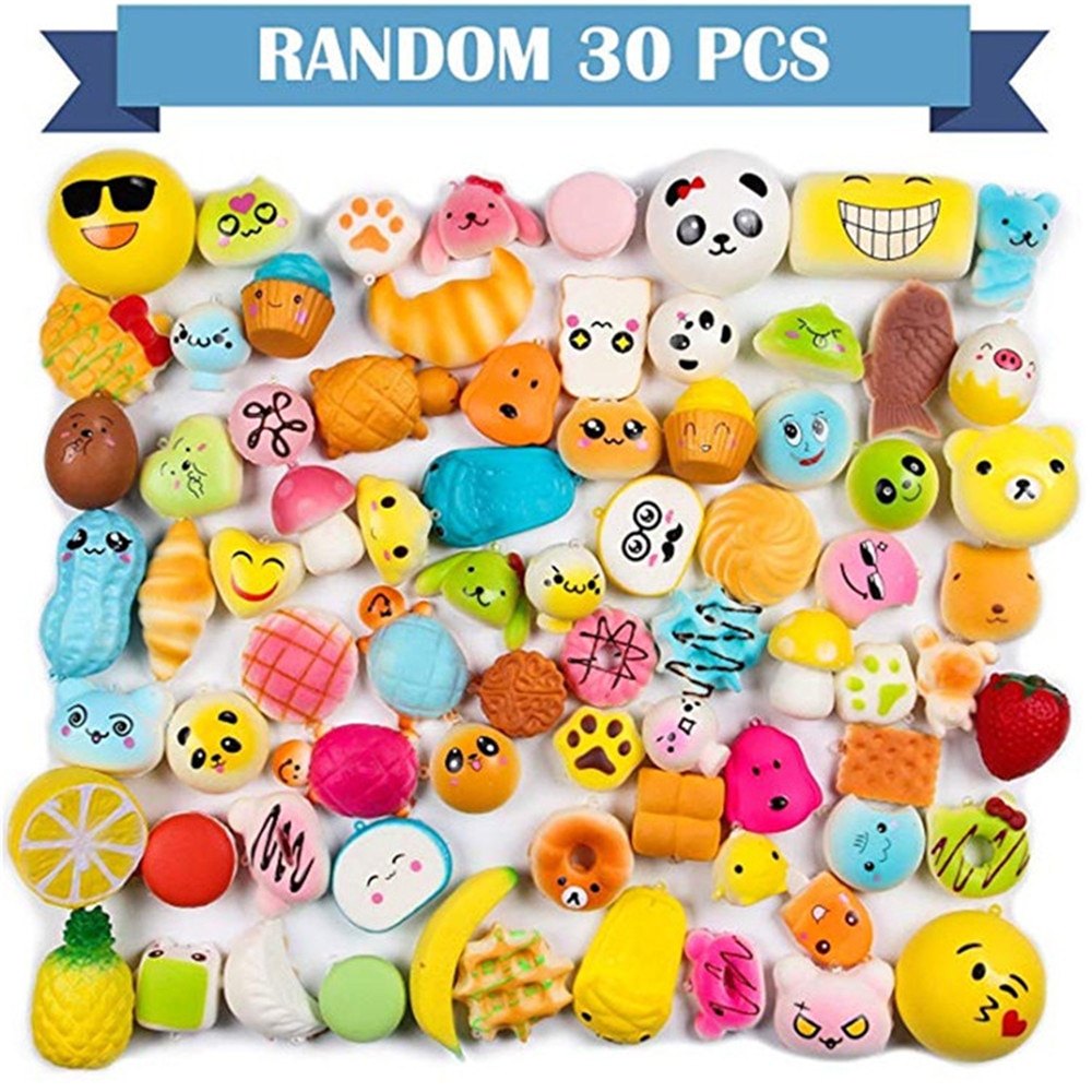 Random 30 Pcs Squishy Ice Cream Scented Slow Rising Kawaii Simulation Lovely Toy Soft Food Squishi Ice Squishy Toy Squishies