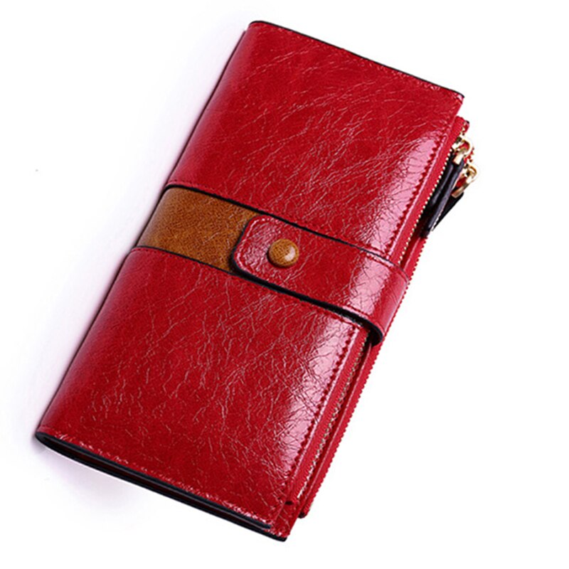 Dames portemonnee met hoge capaciteit, lange pu leren portemonnee, dames portemonnee met dubbele rits, clutch, portemonnee voor dames, polsbandje: Een -2