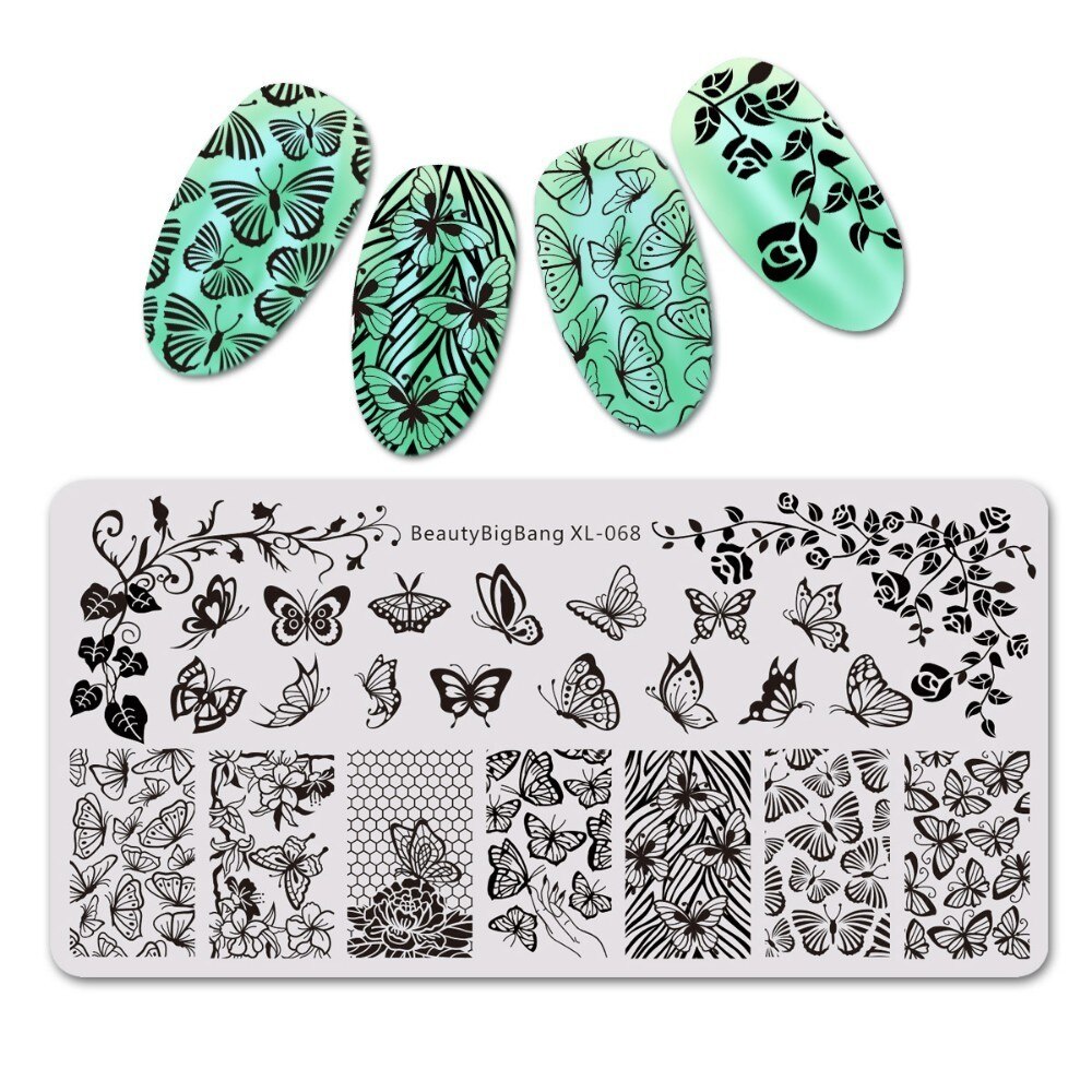BeautyBigBang ongle gabarit plaque acier inoxydable mignon chat chien motif ongles estampage plaques Rectangle timbre pour ongles BBB XL-013: 68