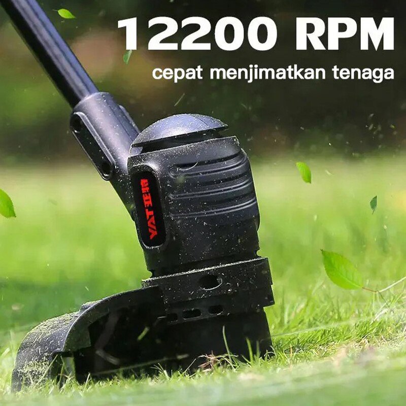 Lawn Mower Electric Grass Trimmer with 2 Batteries Wireless Cordless Lawn Mower Length Adjustable Garden Pruning Cutter Tool