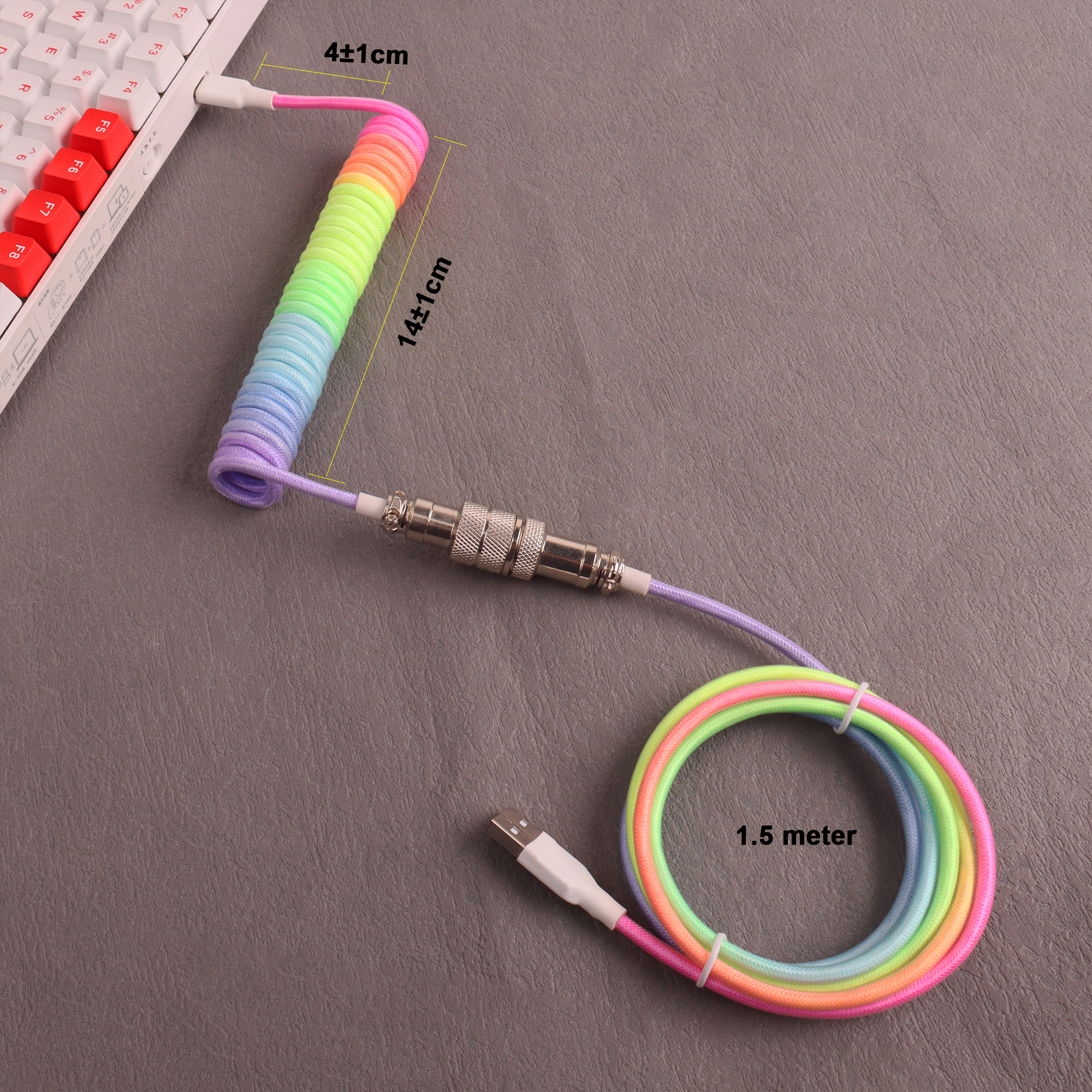 Conector de aviador de Metal LANO, 8 colores, GX16 USB a teclado Tpye C, Cable en espiral, accesorios de escritorio para PC, conector para accesorios de Pc